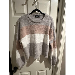 Women's RD Style Sweater L/G Gray & Pink